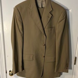 J Press Mens Suit 40R Tan 3/2 Roll Vintage